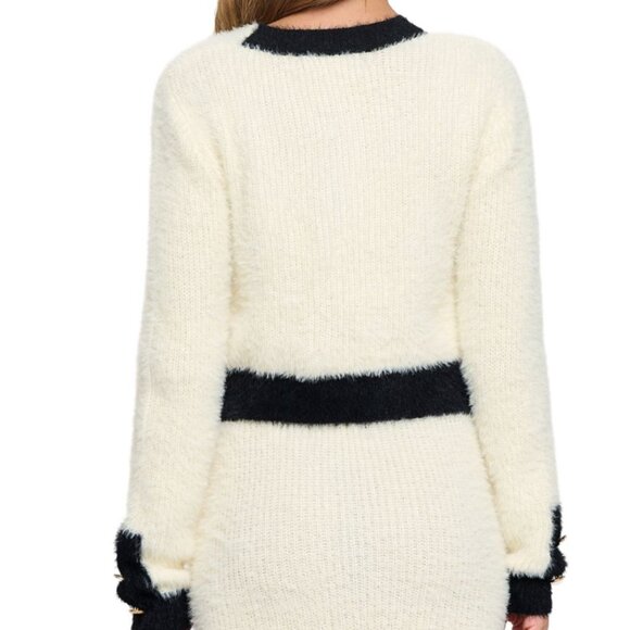 Renee C 2-Piece Eyelash Cardigan & Skirt Set Ivory  Sz.M NEW - Picture 2 of 3